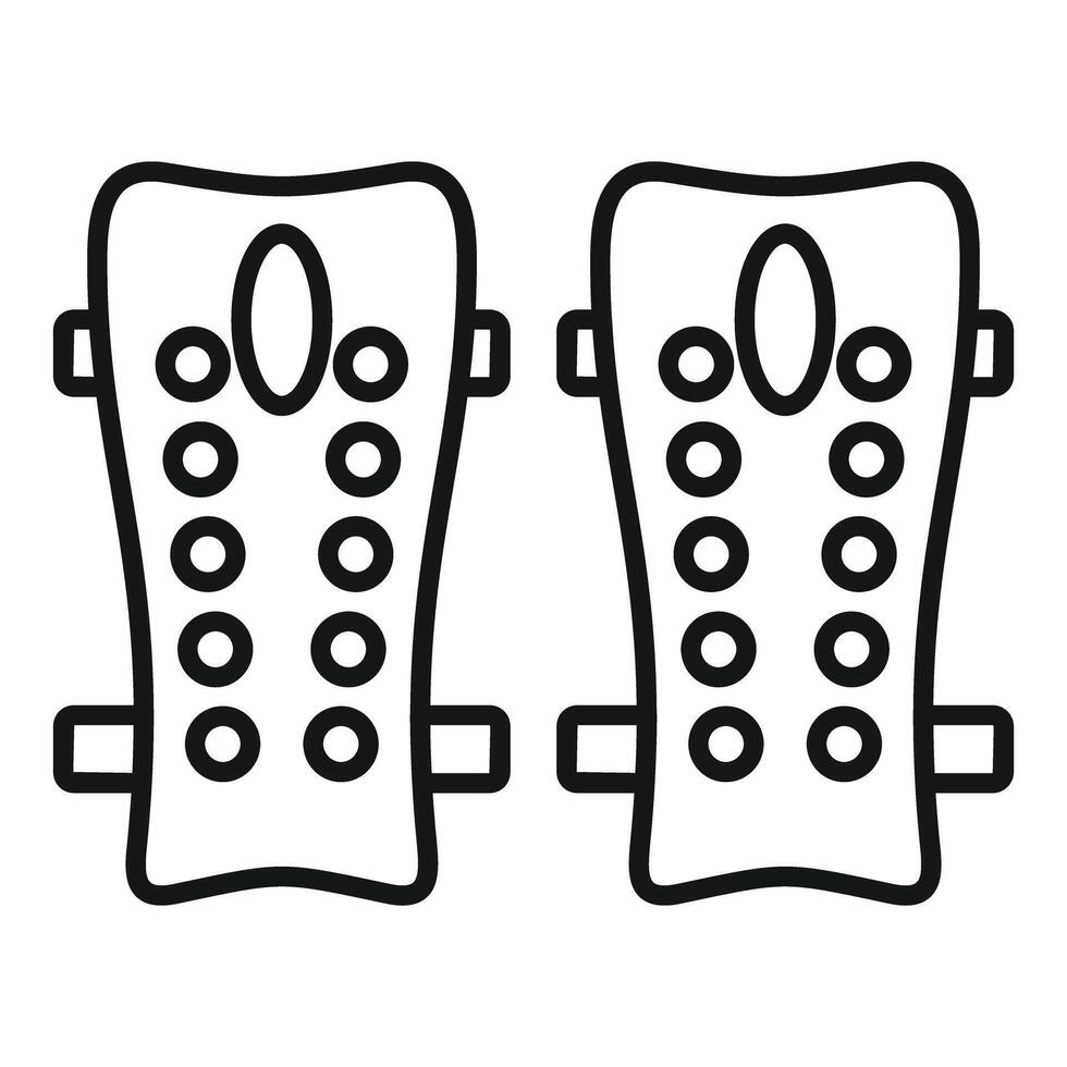 Football shin guards providing protection during soccer game line icon vector