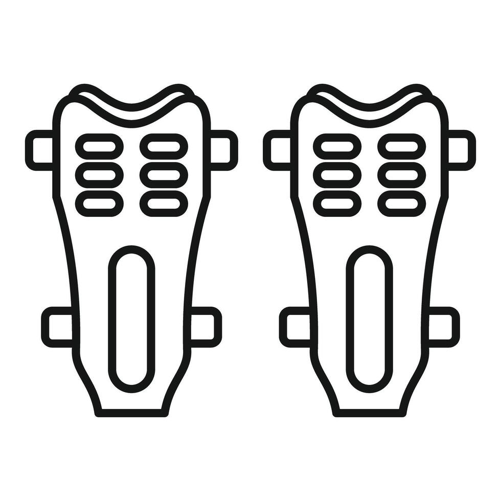 Pair of football shin guards line icon protecting player legs vector