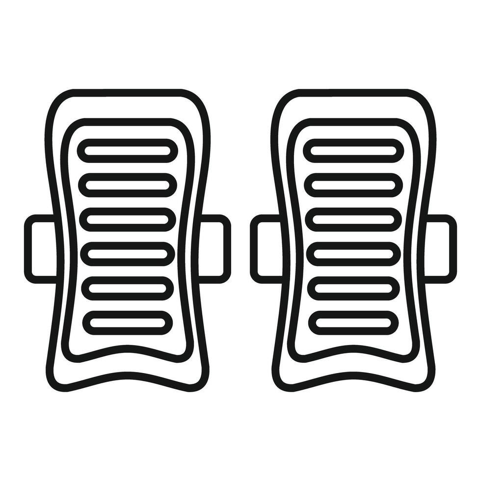 Pair of shin guards protecting soccer player legs icon outline style vector
