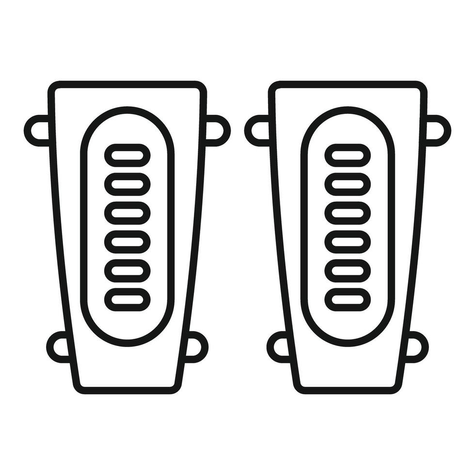 Pair of football shin pads protecting player legs icon vector outline