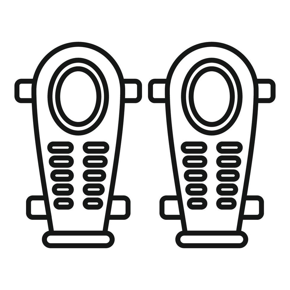 Pair of football shin guards protecting player from injury icon vector