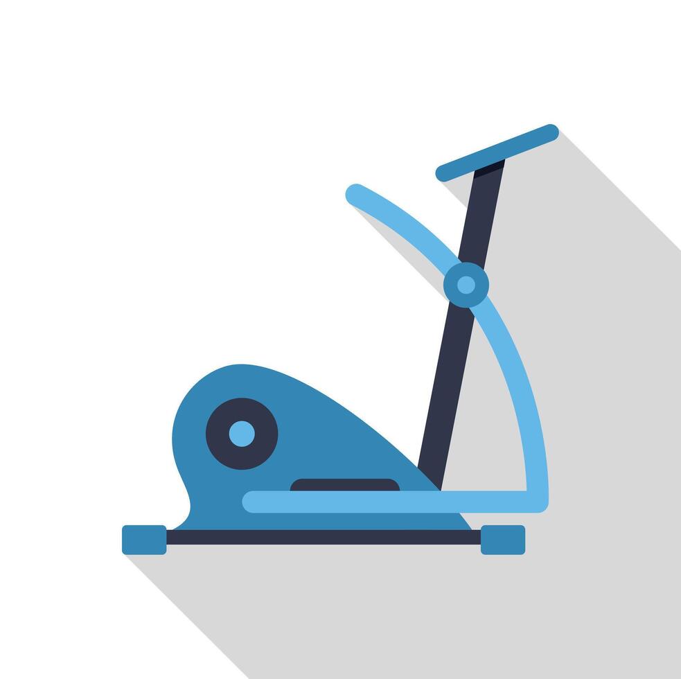 Blue elliptical trainer machine for fitness workout with long shadow vector
