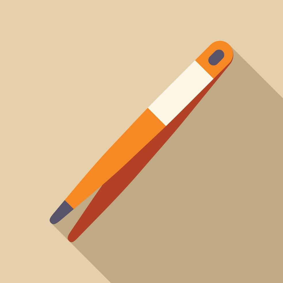Orange tweezers lying on beige background with shadow vector