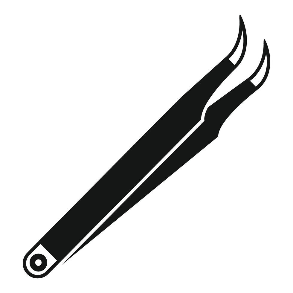 Black metal tweezers for eyebrow correction lying diagonally vector