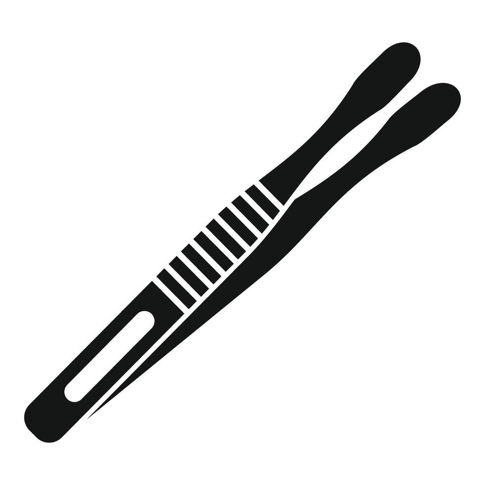 Black metal tweezers for eyebrow correction lying diagonally vector