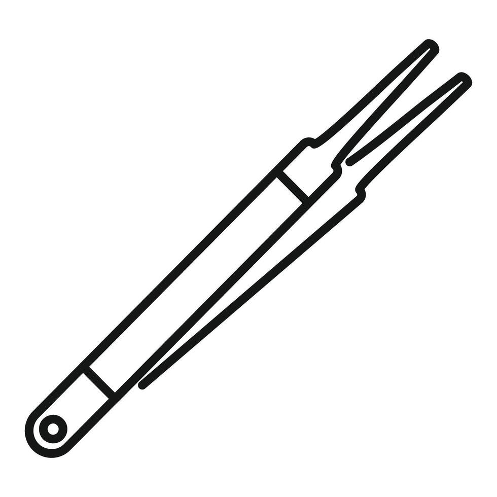 Metal tweezers holding a tiny object icon outline style vector