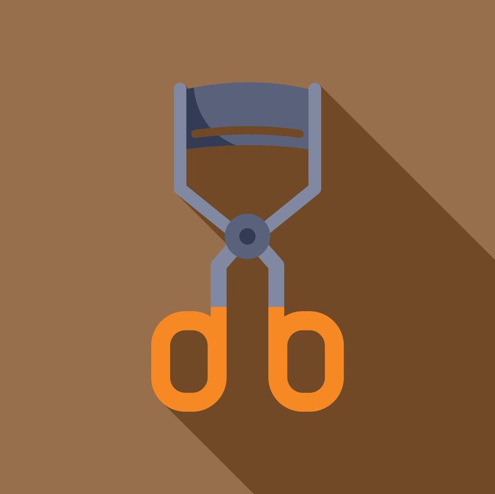 Eyelash curler with long shadow on brown background vector