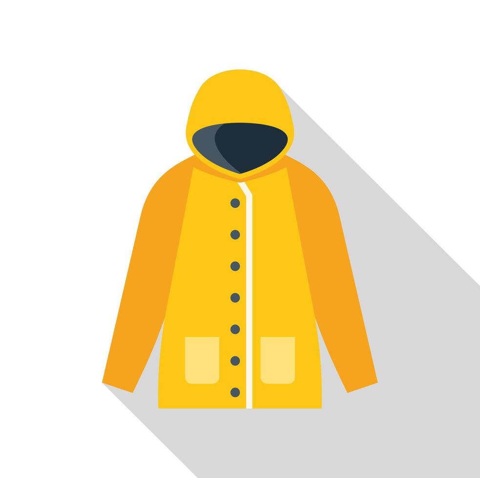 Yellow raincoat protecting from rain in flat design style vector