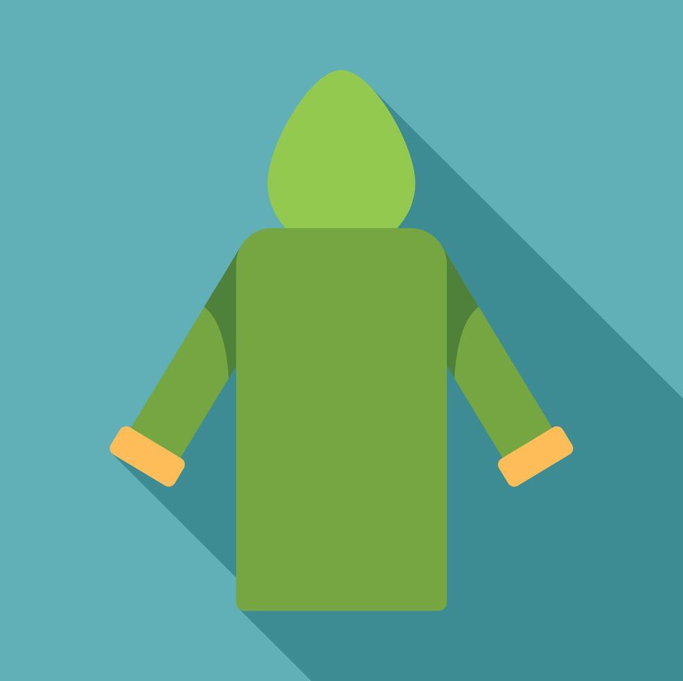 Green hoodie sweatshirt with long sleeves presenting back view fashion flat lay vector
