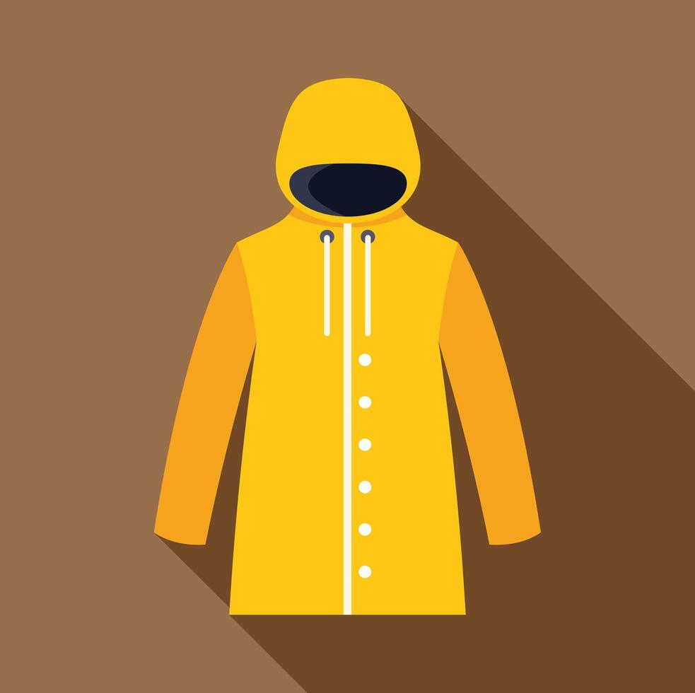 Yellow raincoat protecting from cold and rain in autumn or spring vector
