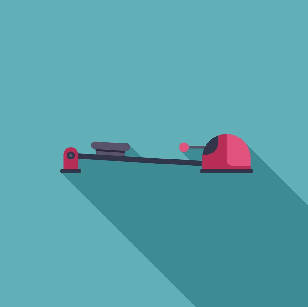 Rowing machine casting long shadow over turquoise background vector
