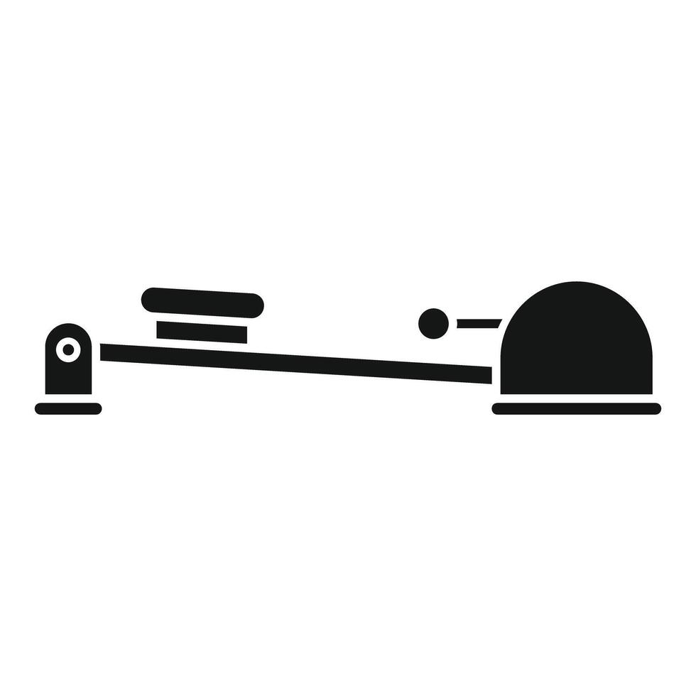 Black glyph icon of a rowing machine for exercise vector