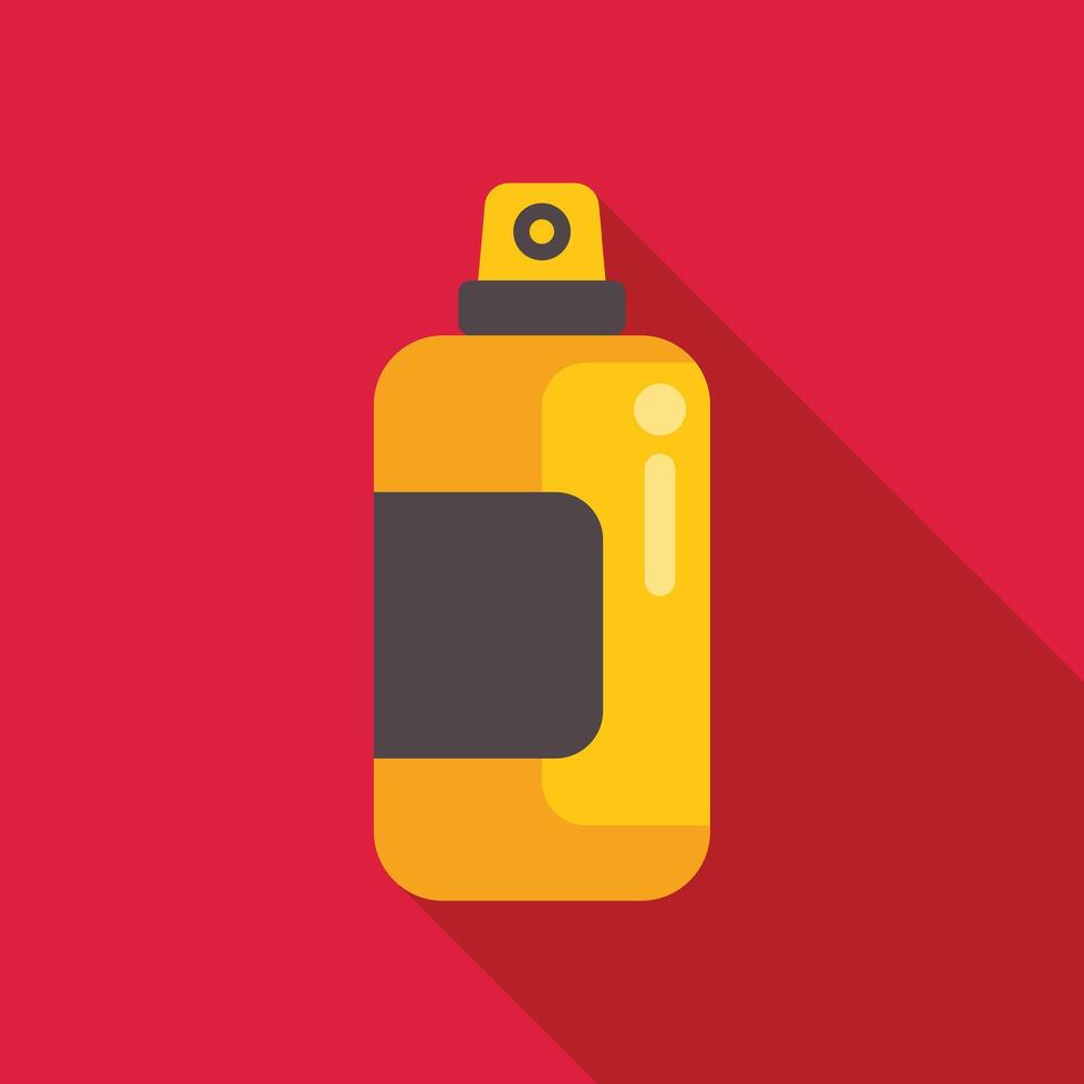 Yellow spray paint can casting long shadow on red background vector
