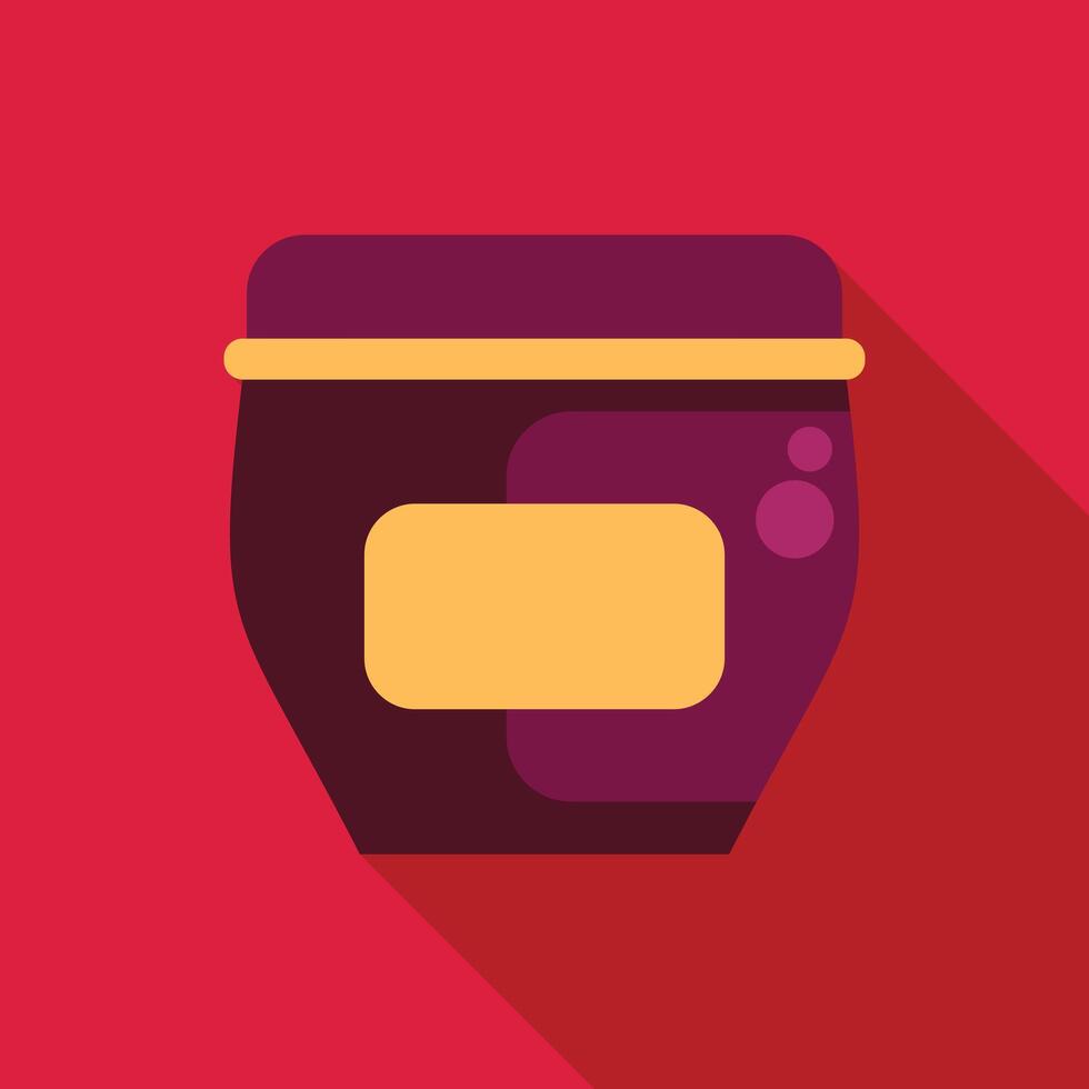 Purple jar of jam with blank label on red background vector