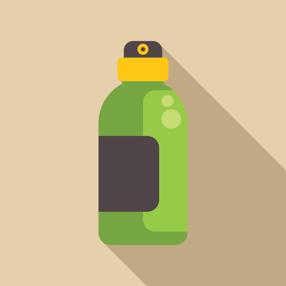 Green spray bottle with blank label casting long shadow vector