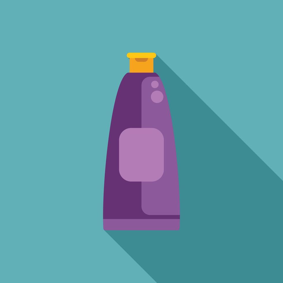 Purple and pink shampoo or lotion bottle casting shadow on turquoise background vector