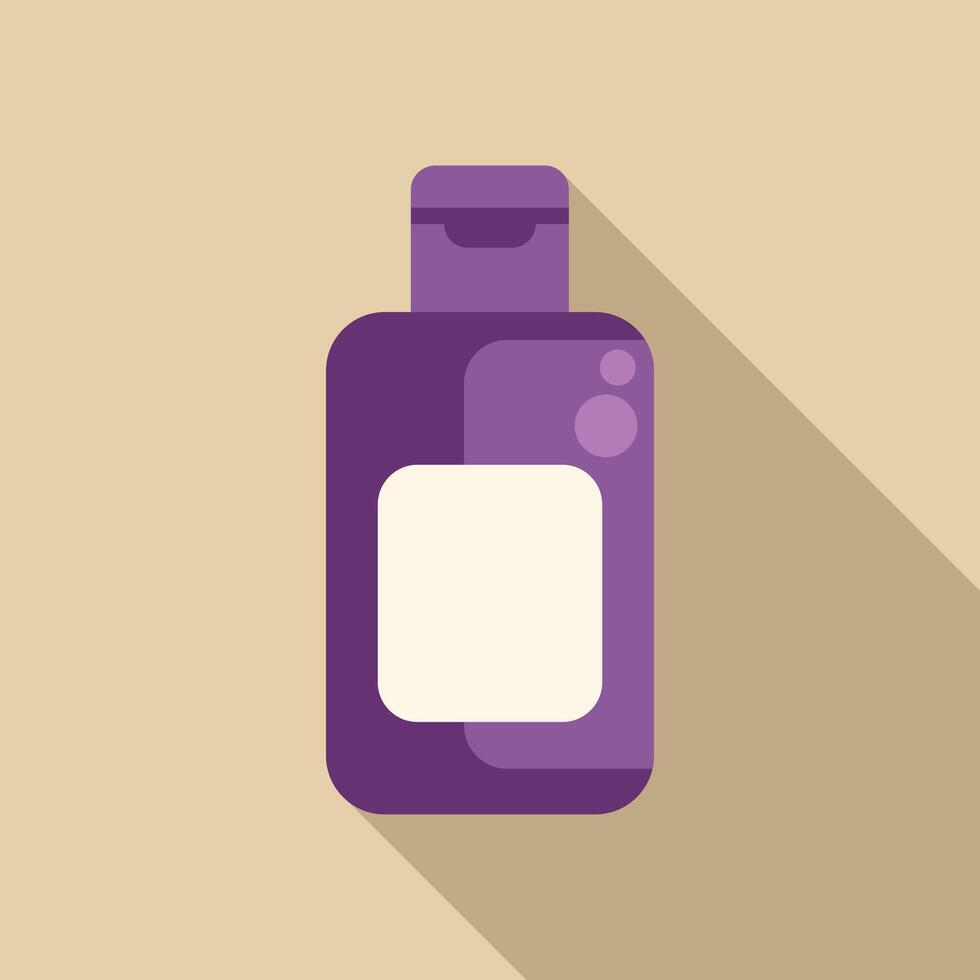 Purple plastic bottle with white label showing on beige background vector