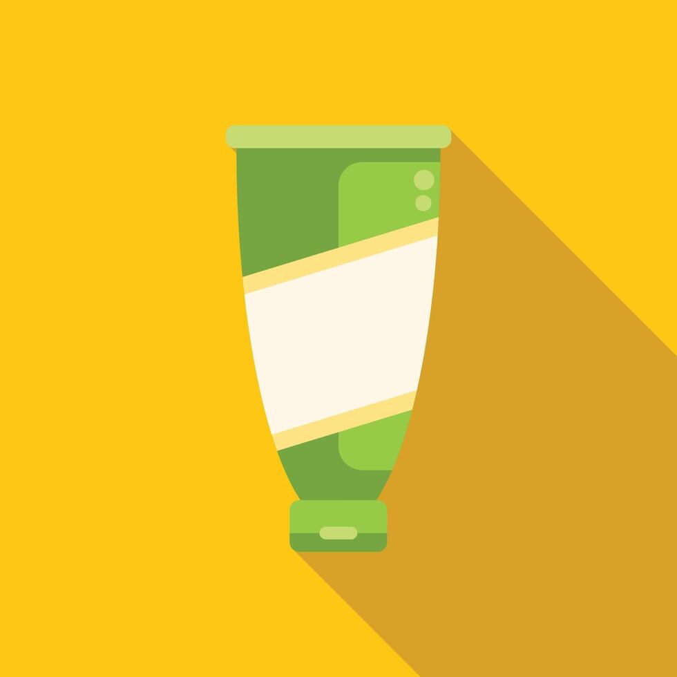 Green and white cosmetic tube packaging mockup on yellow background vector