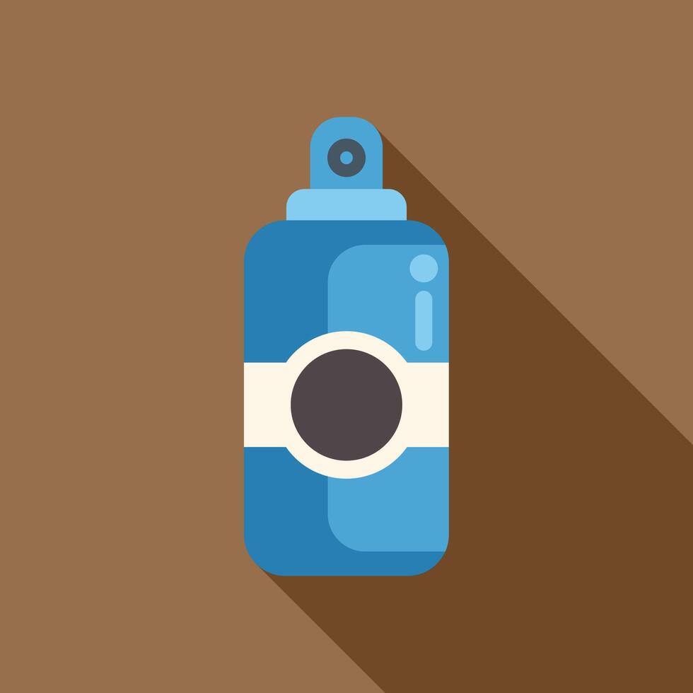 Blue spray bottle with long shadow on brown background vector