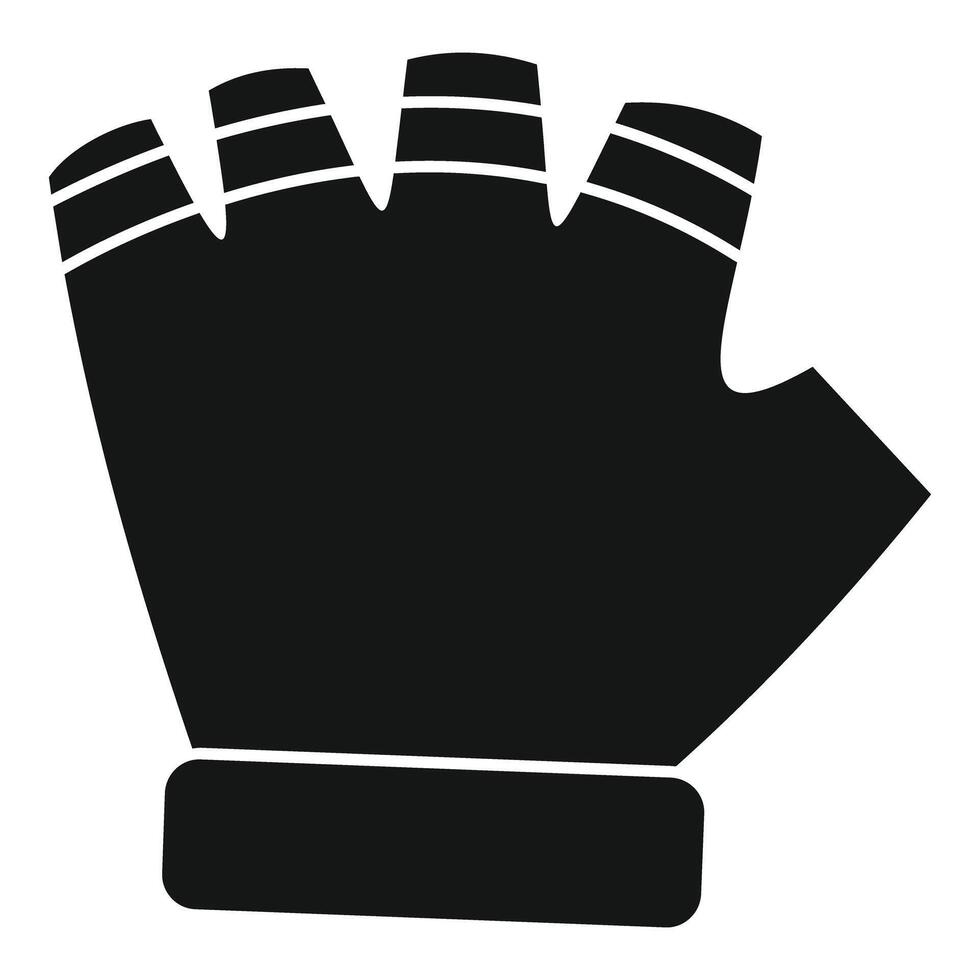 Black fitness gloves with open fingers icon simple style vector