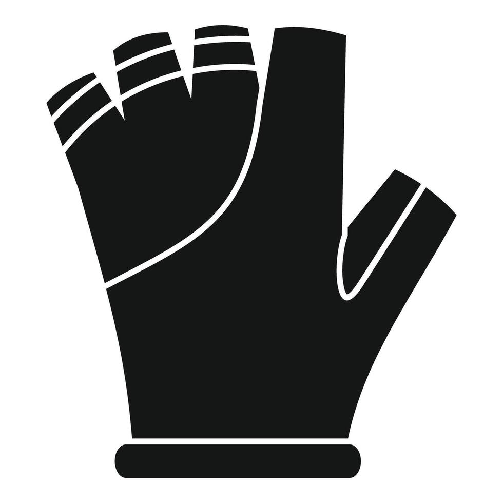 Black fingerless gloves for mechanics with open fingers presenting protecting gesture vector