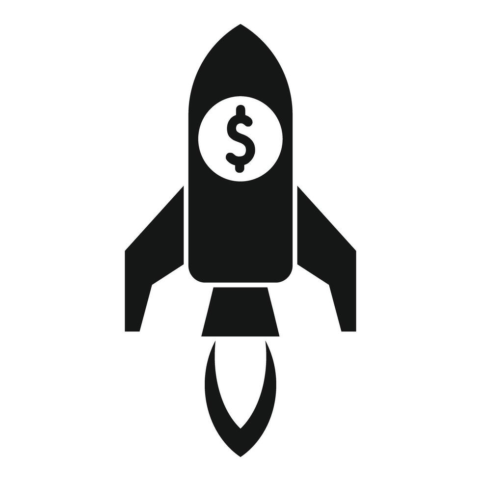Black rocket launch startup business icon representing success and profit vector