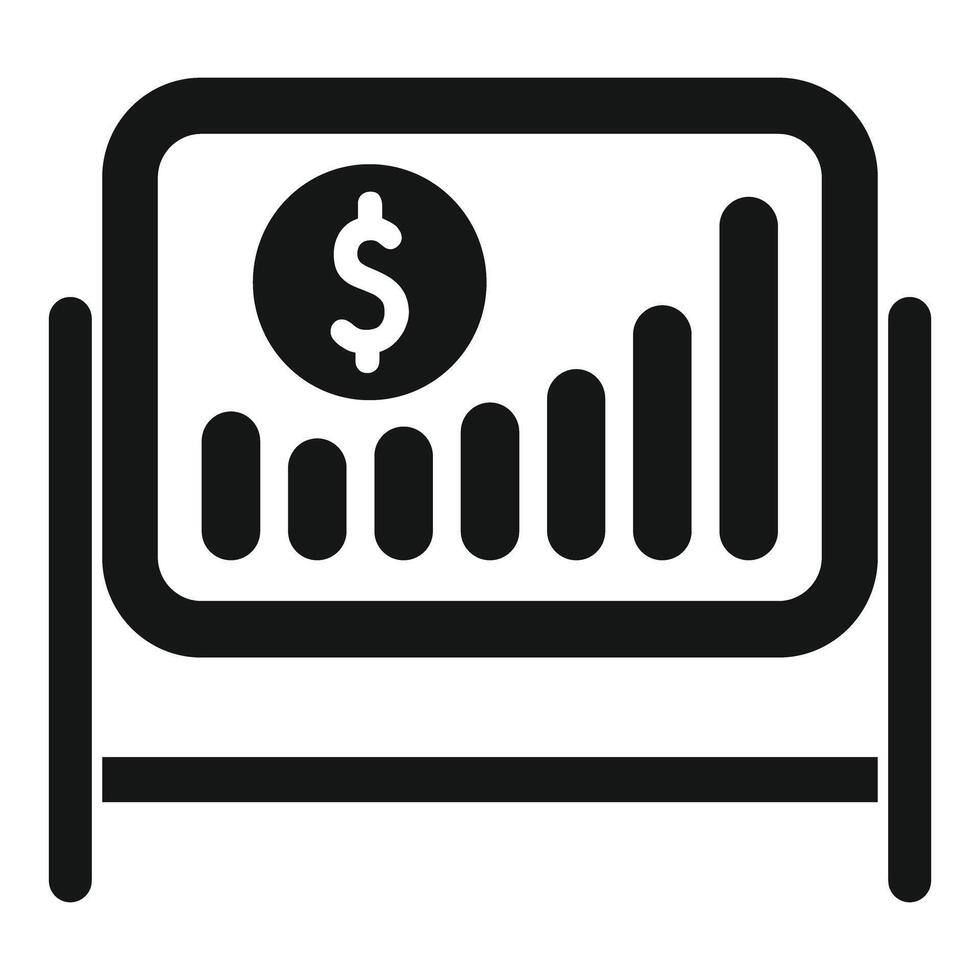 Flip chart showing growing money statistics icon vector