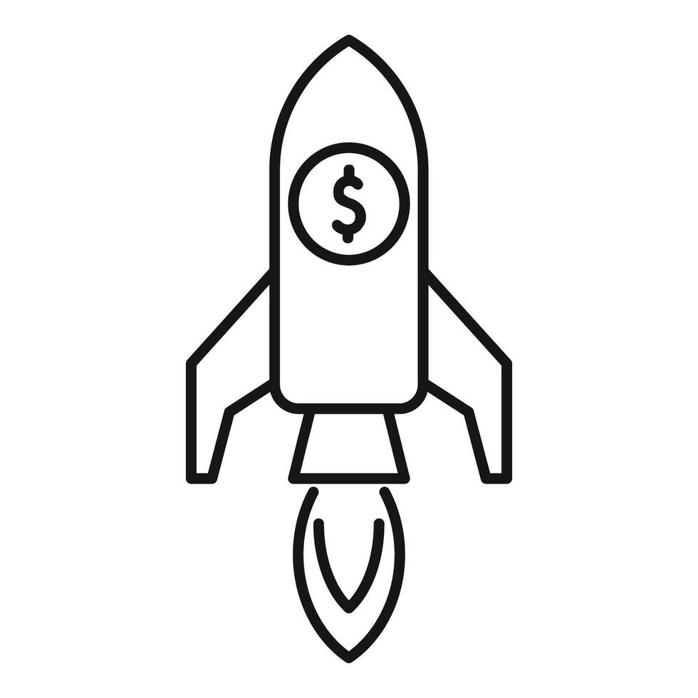 Rocket taking off carrying a coin with dollar symbol for business startup concept vector