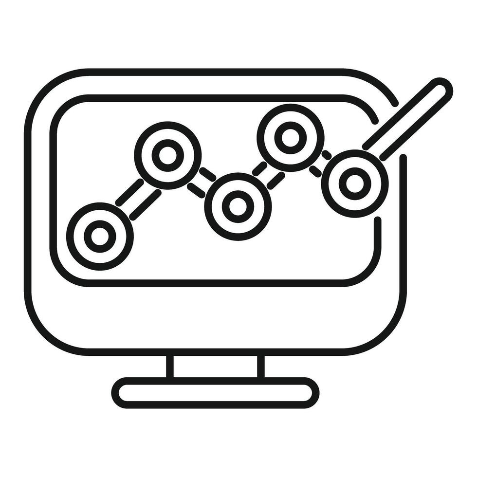 Computer showing blockchain technology with growing arrow chart vector
