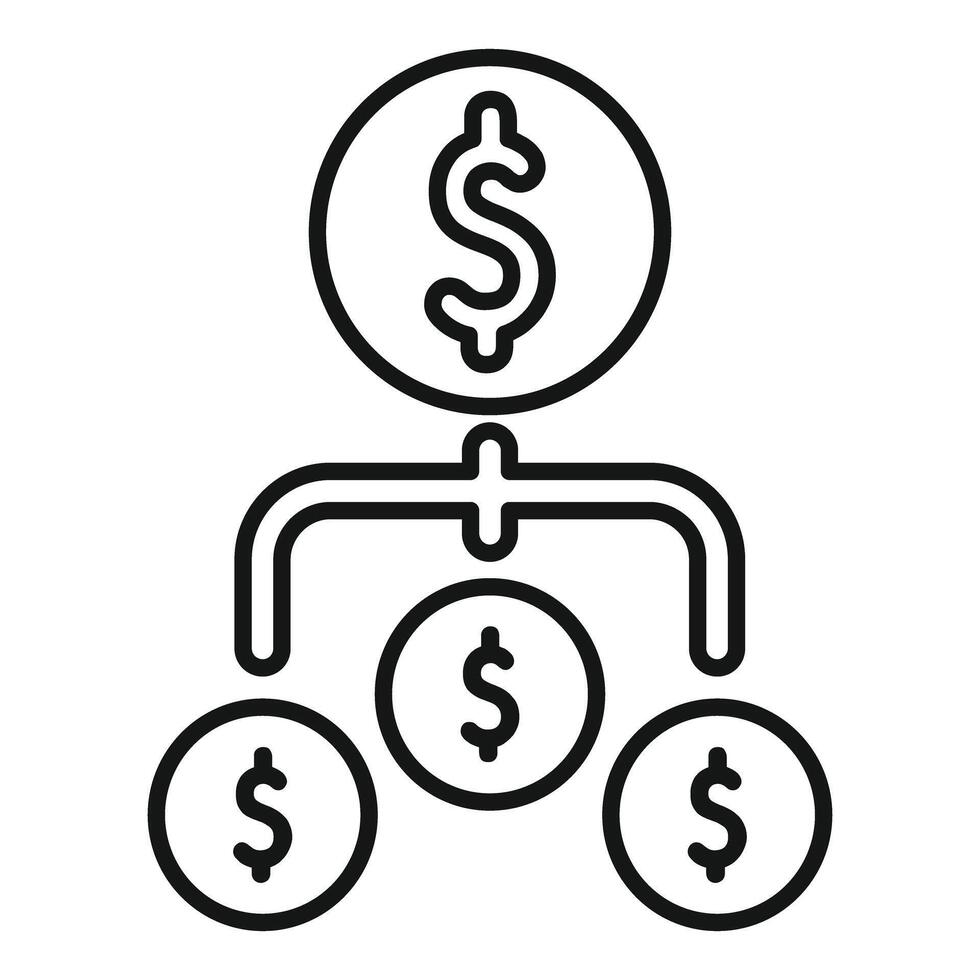 Money distribution system generating passive income with dollar coins vector