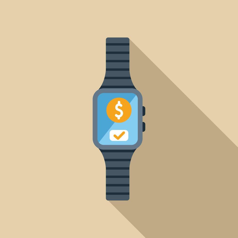 Smartwatch showing successful mobile payment transaction vector