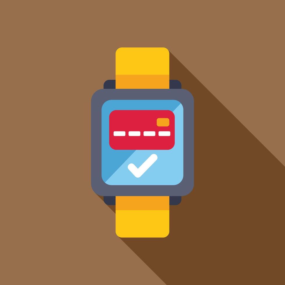 Smart watch showing credit card making secure nfc payment transaction vector
