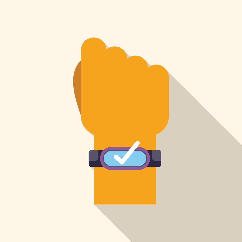 Hand wearing fitness tracker showing check mark symbol vector