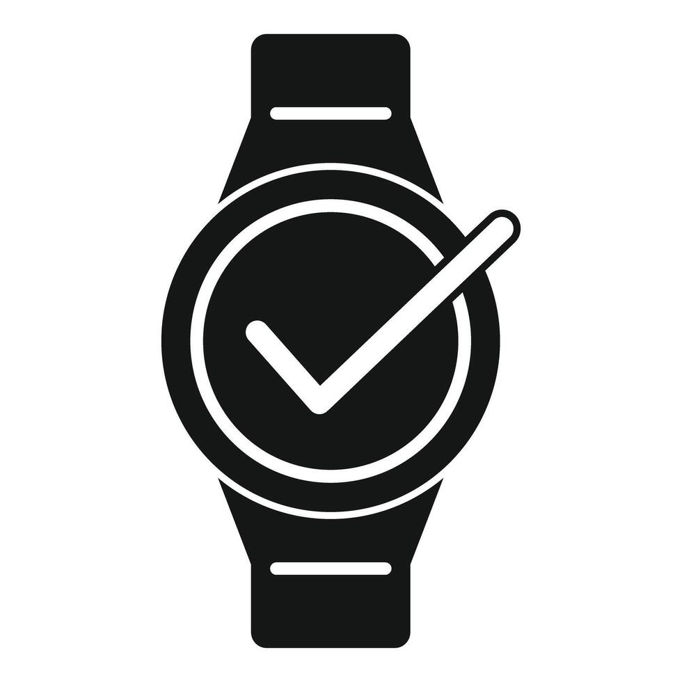 Smartwatch showing check mark icon representing punctuality vector