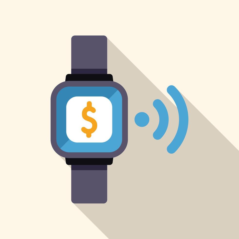 Smartwatch making contactless payment using nfc technology vector