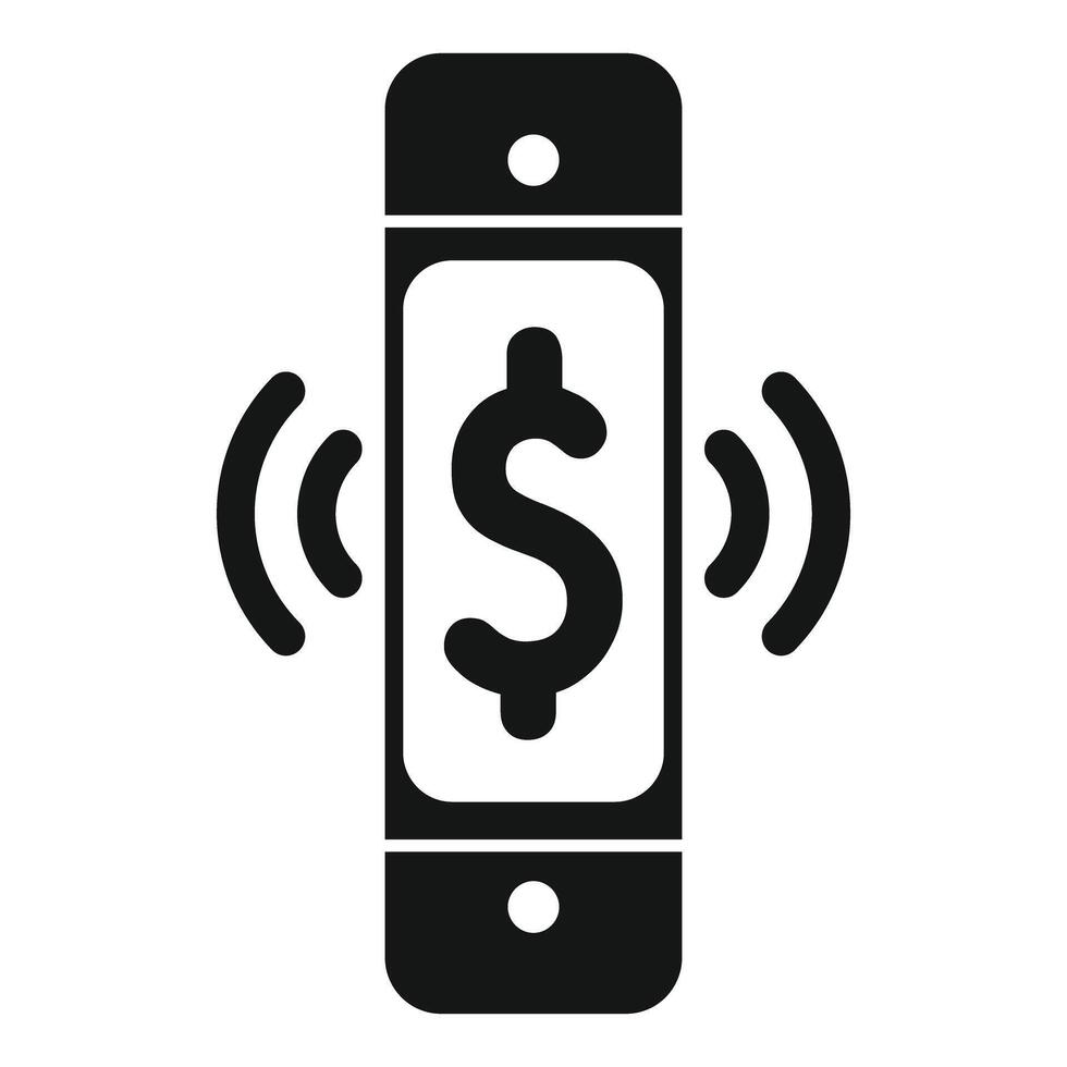 Smartphone showing dollar sign and sending signals icon vector