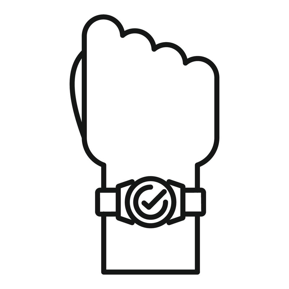 Hand wearing smartwatch with check mark showing approval vector