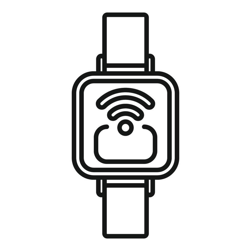 Smartwatch is displaying a wireless network connection icon, symbolizing connectivity and internet access vector