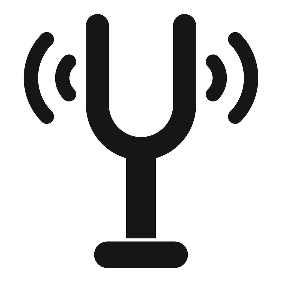 Tuning fork emitting sound waves icon representing music and acoustics vector
