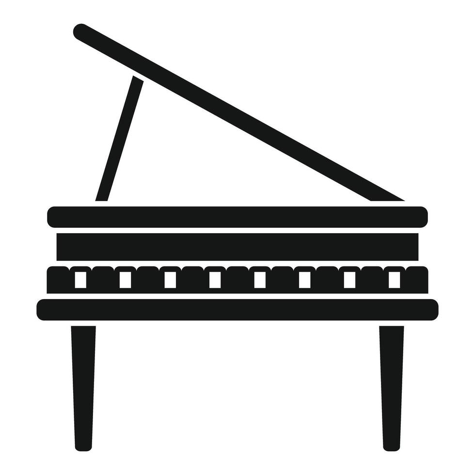 Grand piano with open top standing on three legs icon vector
