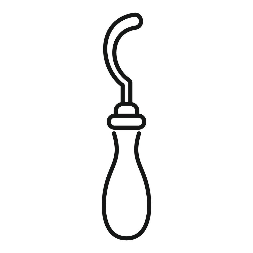 Shoe repair cobbler tool icon with wooden handle for fixing using awl vector