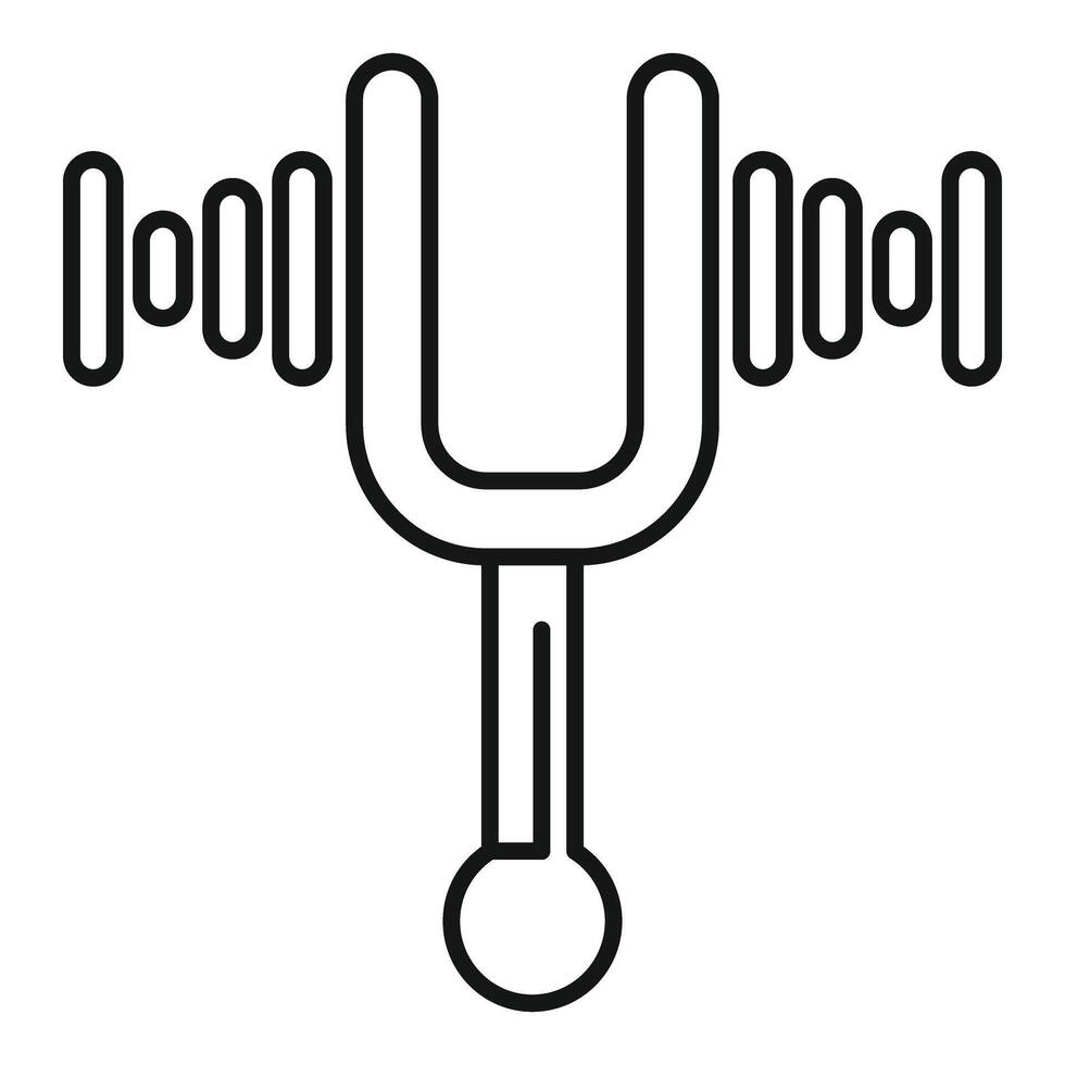 Tuning fork making sound waves icon outline vector