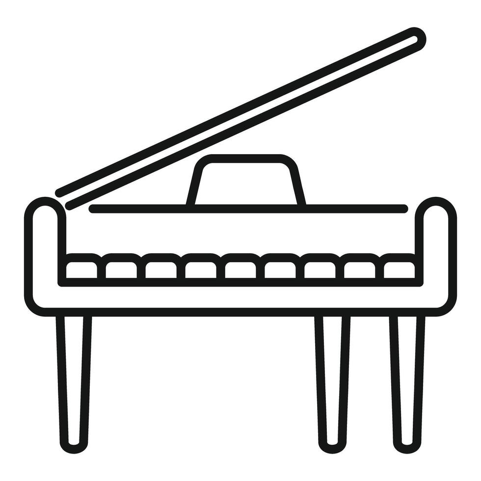 Line icon style illustration of a grand piano open and ready to play vector