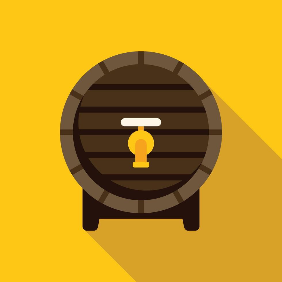 Wooden barrel standing with tap for beer or wine production vector
