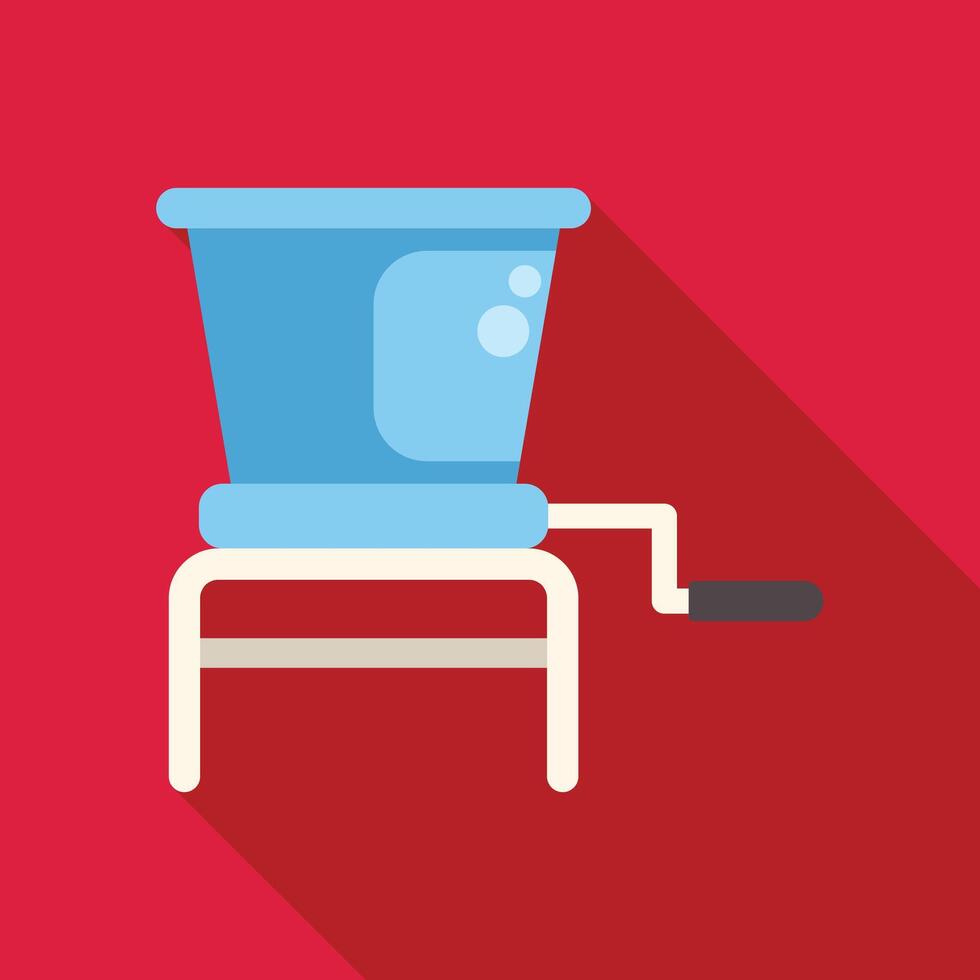 Mechanical food grinder standing on red background with long shadow vector