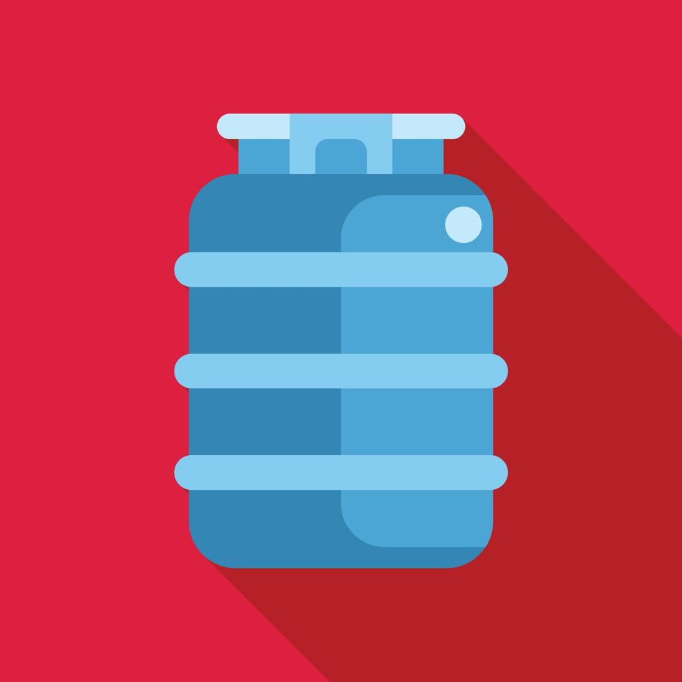 Blue water tank standing on red background with long shadow vector