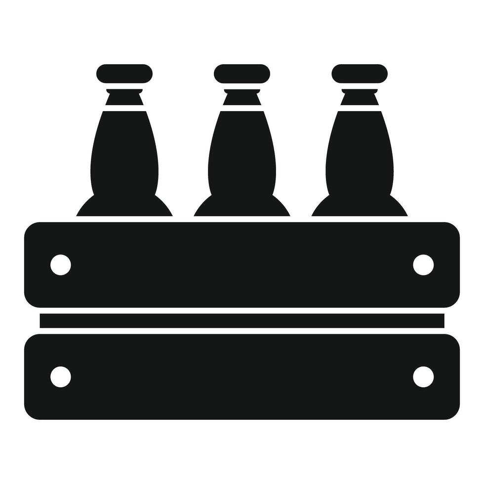 Three bottles standing in a wooden beer crate vector