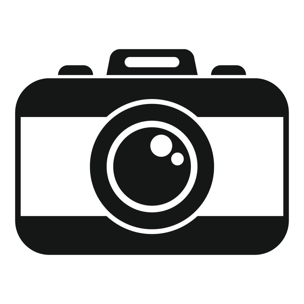 Black and white icon of a camera taking a picture vector