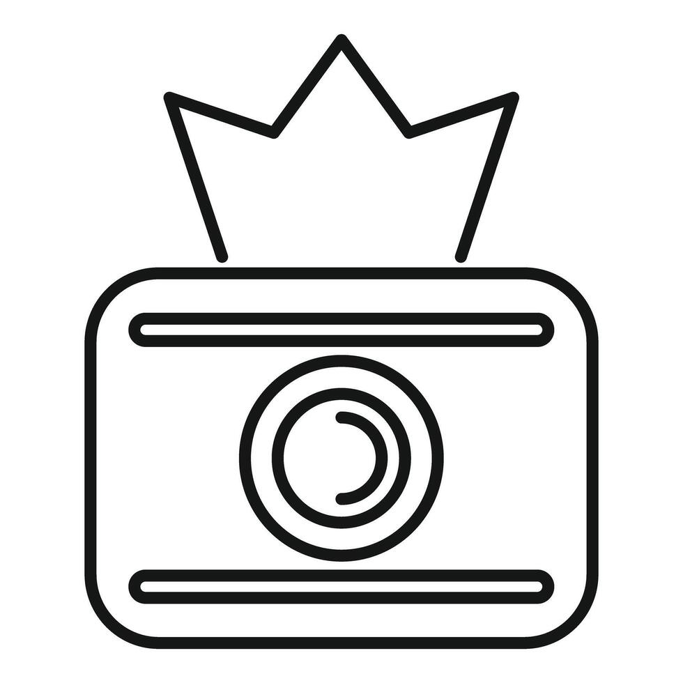 Camera flashing emitting light crown shape line icon vector
