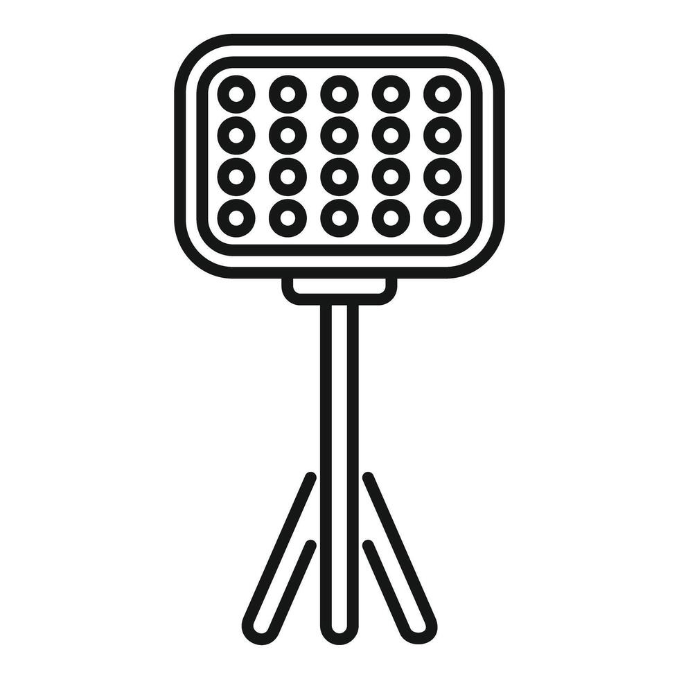 Studio light standing on tripod illuminating object on white background vector